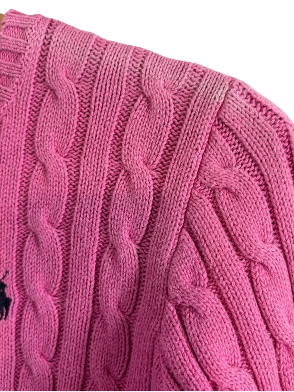 Ralph Lauren pink cotton cable- knit sweater girls size L(12/14)